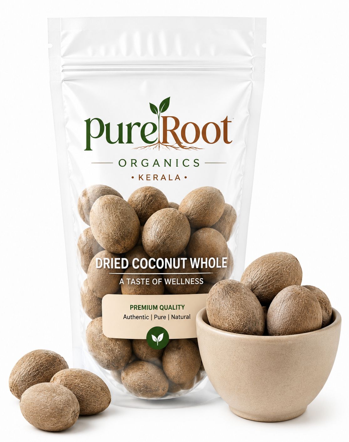 PureRoot Organics – Premium Dried Whole Coconut (Kerala)